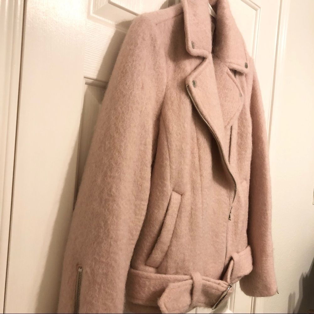 express - boxy wool blend belted moto jacket - Picture 5 of 12